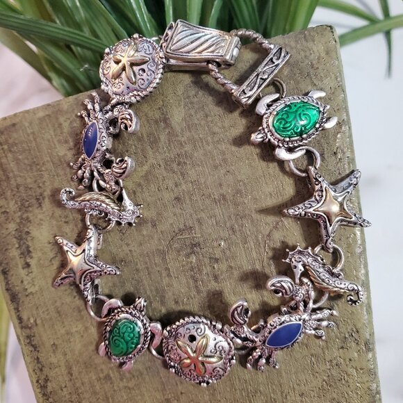 Ocean Sea Life Silver tone Bracelet - Picture 1 of 13